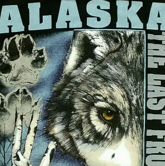 Alaska Wolf Last Frontier vintage t shirt L fog - Picture 4 of 4